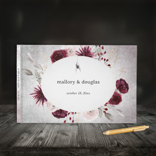 Rustic Gothic Black & Burgundy Halloween Wedding Guest Book