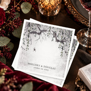 Rustic Gothic Black & Burgundy Halloween Wedding Napkin