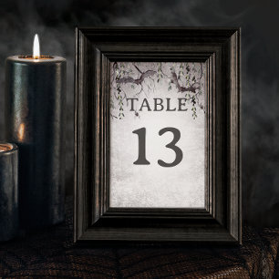 Rustic Gothic Black & Burgundy Halloween Wedding Table Number