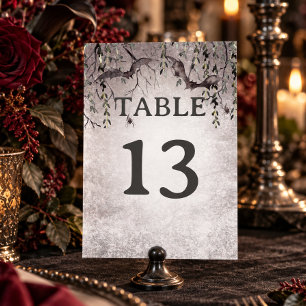 Rustic Gothic Black & Burgundy Halloween Wedding Table Number