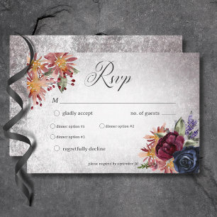 Rustic Gothic Colours Halloween Wedding Dinner RSVP Card