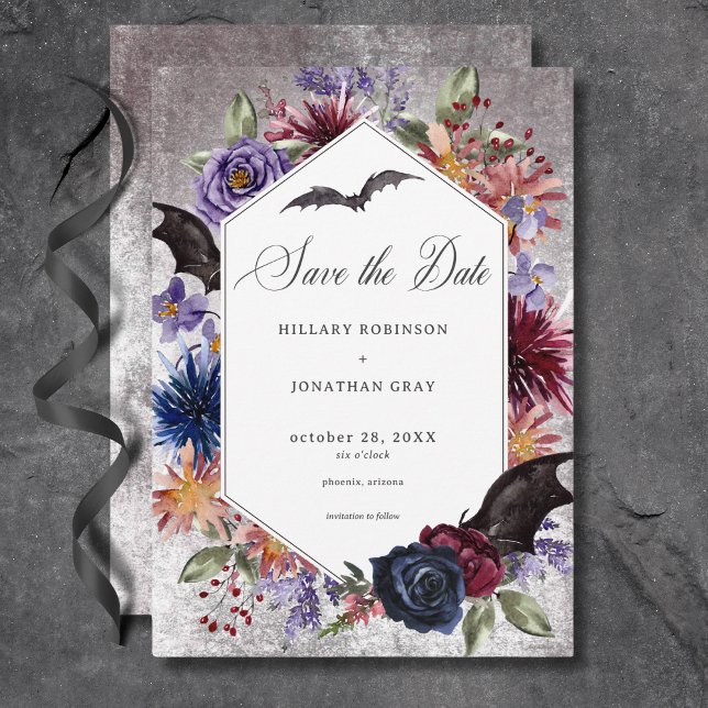 Rustic Gothic Colours Halloween Wedding Save The Date (Rustic Gothic Colors Halloween Wedding Save The Date)