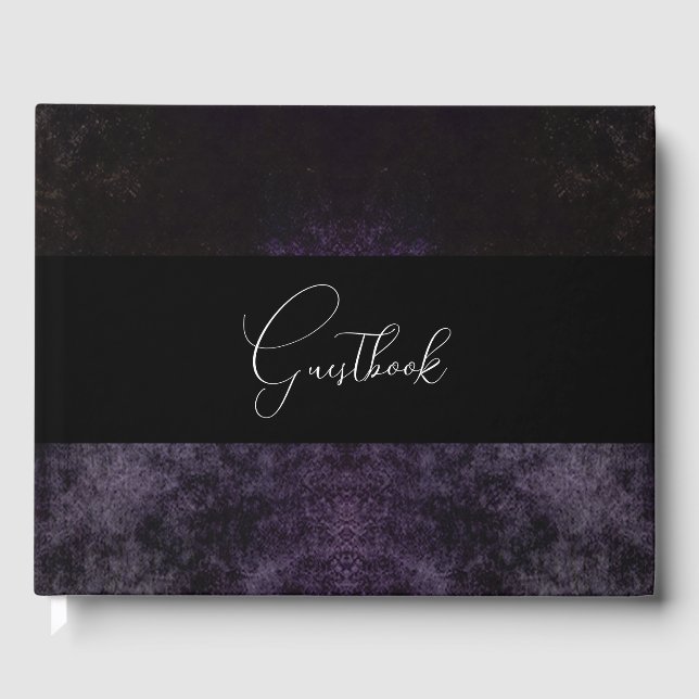 Rustic Gothic Dark Background Wedding Guest Book (Front)
