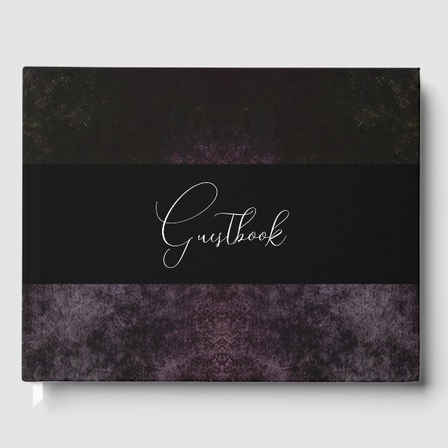 Rustic Gothic Dark Background Wedding Guest Book (Front)