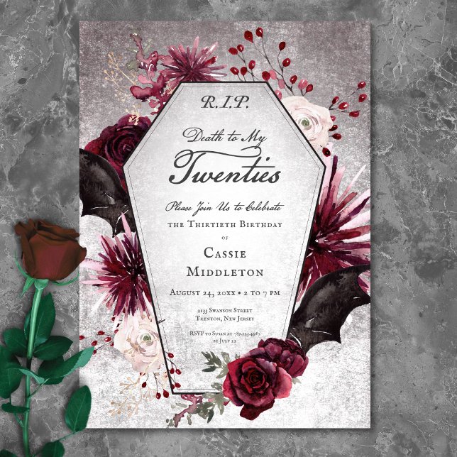 Rustic Gothic Death to My Twenties 30th Birthday Invitation (Rustic Gothic Death to My Twenties 30th Birthday Invitation)