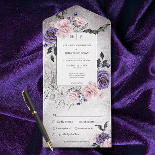 Rustic Gothic Pink & Purple Halloween Dinner    All In One Invitation