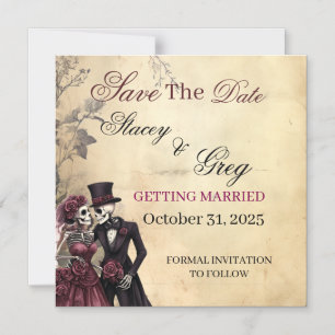  Rustic Gothic Skeleton Wedding  Magnetic Invitation