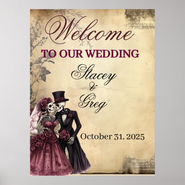  Rustic Gothic Skeleton Wedding  Poster (Front)