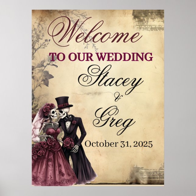  Rustic Gothic Skeleton Wedding  Poster (Front)