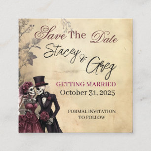  Rustic Gothic Skeleton Wedding  Square Business Card