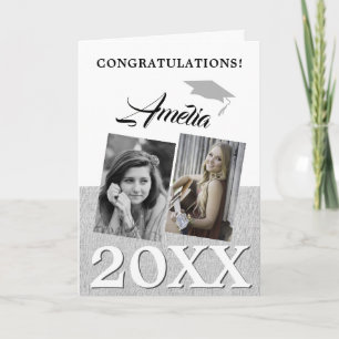 Rustic Graduate 2 Photo Graduation  Card