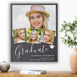 Rustic Graduate 4 Photo Personalised Graduation  Faux Canvas Print<br><div class="desc">Celebrate your graduate and give a special personalised gift with this custom photo collage graduation canvas on a rustic chalkboard slate design. This unique photo collage graduate canvas is will be a treasured keepsake. Customise with 4 of your favourite senior or college photos, and personalise with graduating year, name, high...</div>