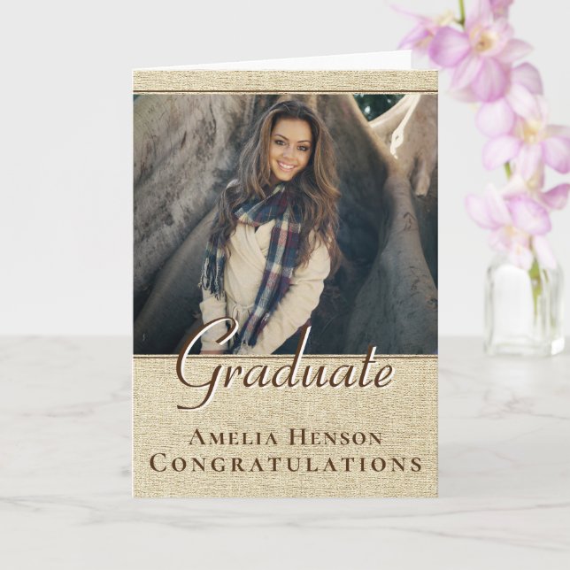 Rustic Graduate Congratulations Photo Graduation Card (Orchid)