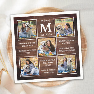 Rustic Graduate Fun Facts Unique Photo Collage Napkin