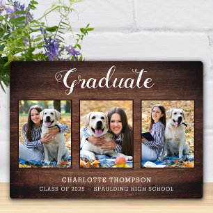 Rustic Graduate Personalised Photo Collage Plaque