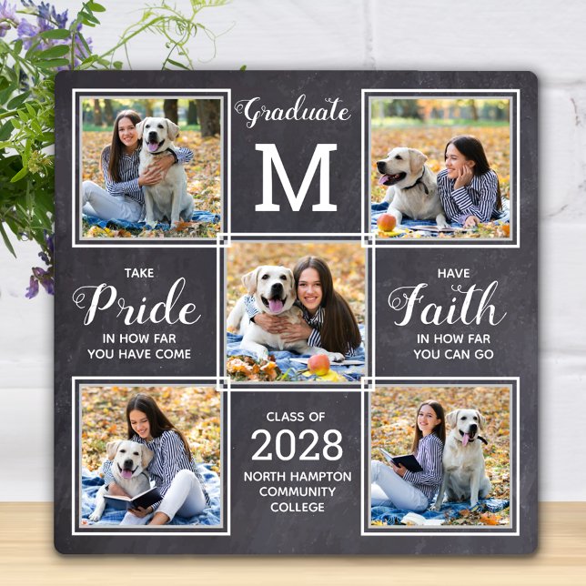 Rustic Graduation 5 Photo Collage Graduate Plaque (Creator Uploaded)