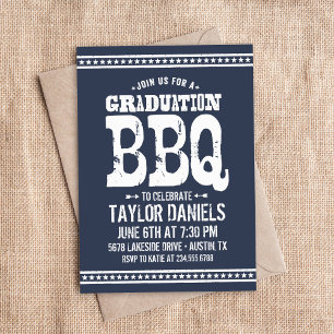 Rustic Graduation BBQ Invitation Editable Colour