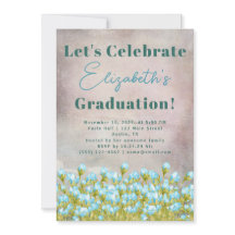 Rustic Graduation Blue Watercolor Flowers