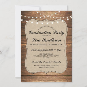 Rustic Graduation Party Mens Women's Wood Invite