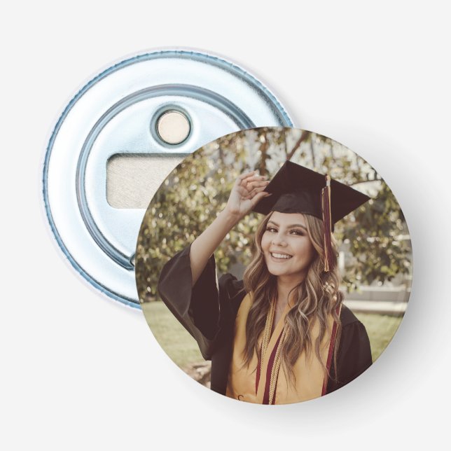 Rustic Graduation Party Personalised Photo & Name Bottle Opener (Front)