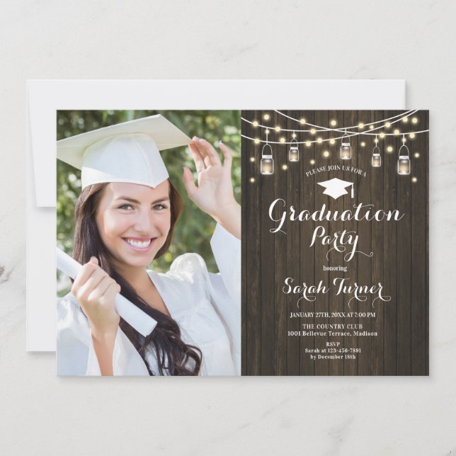Rustic Graduation Party - Photo Invitation (Front)
