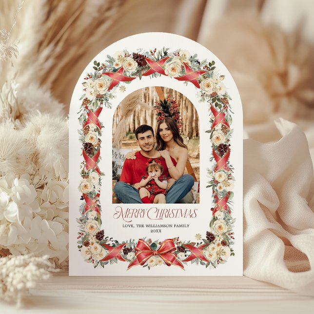 Rustic Grandmillennial Arch Christmas Photo Card (Rustic Grandmillennial Arch Christmas Photo Card)