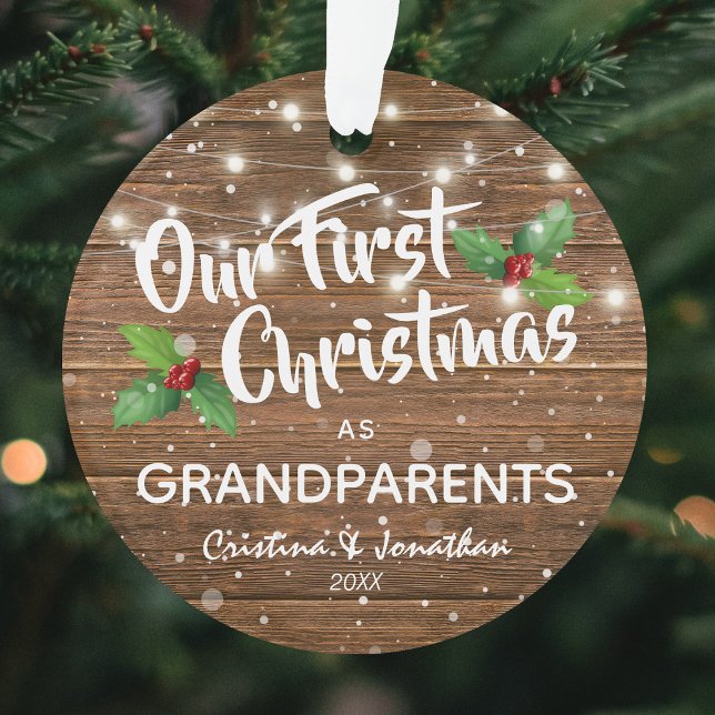 Rustic Grandparents First Christmas Photo Ornament (Creator Uploaded)