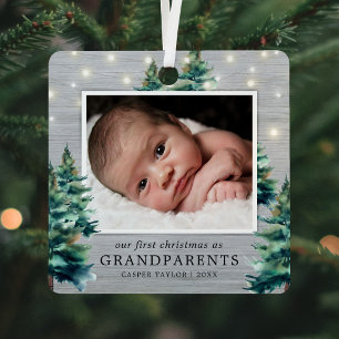 Rustic Grandparents First Christmas Tree Metal Tree Decoration