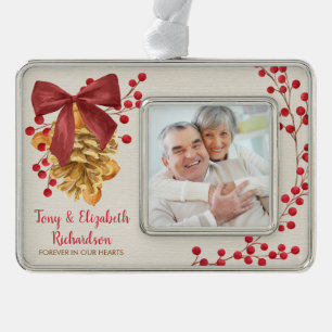 Rustic Grandparents Memorial Photo Christmas Silver Plated Framed Ornament