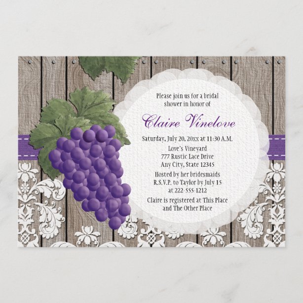 Grape Vine Invitations Zazzle UK
