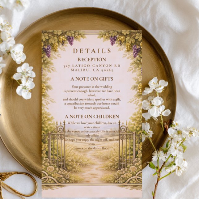 Rustic Grape Garden Countryside Wedding Enclosure Card (Creator Uploaded)