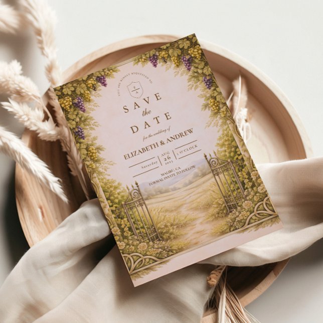Rustic Grape Garden Countryside Wedding Save The Date (Creator Uploaded)