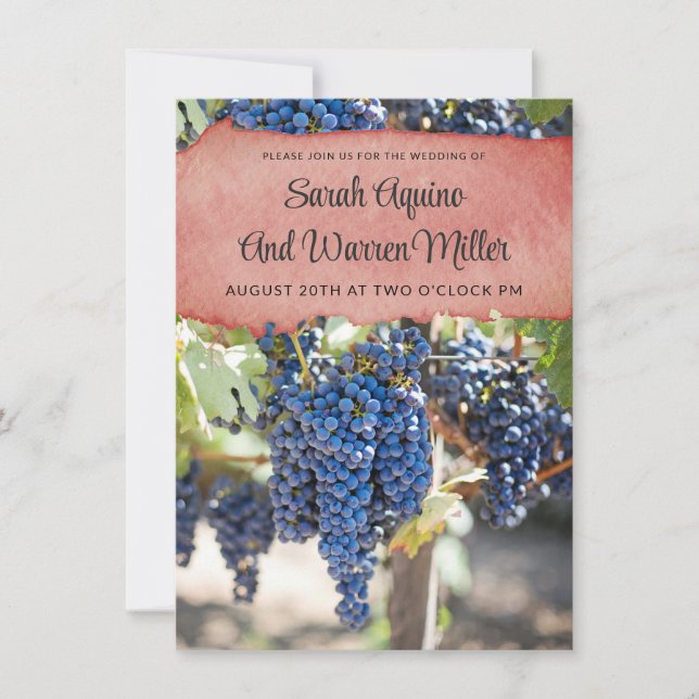 Rustic  Grape Vines Wedding Invitation (Front)