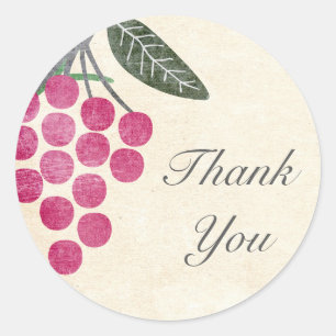 Rustic Grapes Thank You Stickers