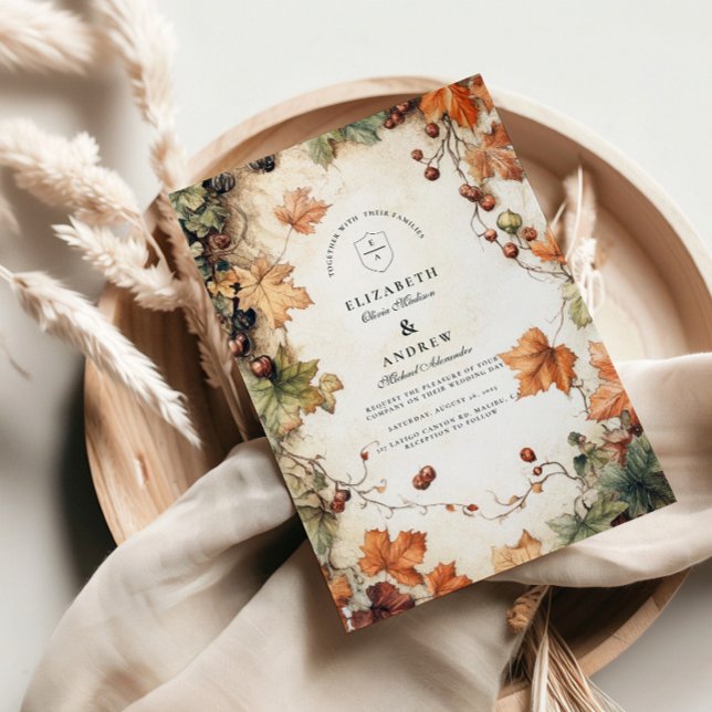 Rustic Grapevine Autumn Wedding Invitation (Creator Uploaded)