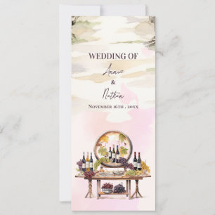 Rustic Grapevine-Inspired Winery Wedding Program Invitation