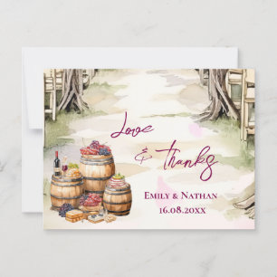 Rustic Grapevine-Inspired Winery Wedding Thank you Postcard