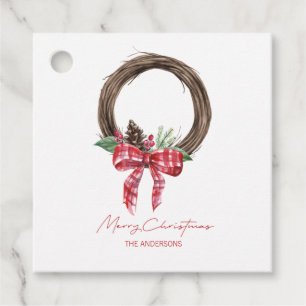 Rustic Grapevine Wreath Merry Christmas Favour Tags