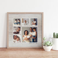 Rustic Gray Weathered Wood 6 Square Photo Collage