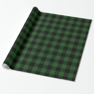 Rustic Green and Black Buffalo Check Wrapping Paper