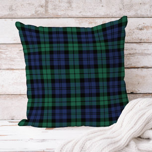Rustic Green and Blue Black Watch Plaid Holiday Cushion