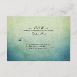 Rustic Green and Blue Bohemian Wedding RSVP Card