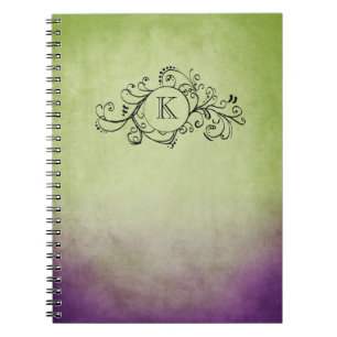 Rustic Green and Purple Bohemian Flourish Notebook