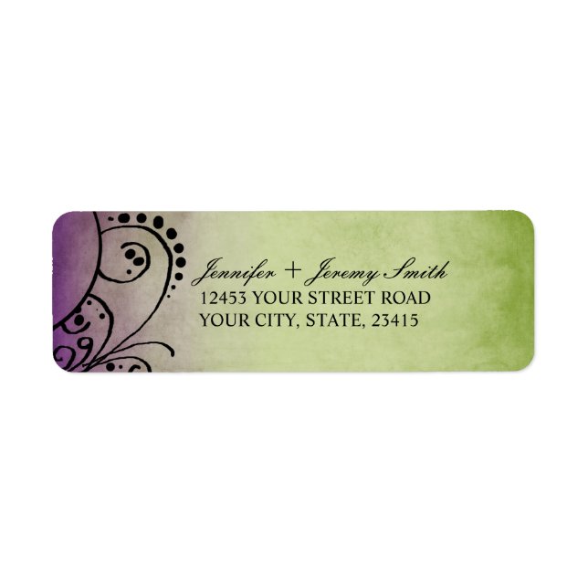 Rustic Green and Purple Bohemian Return Address (Front)