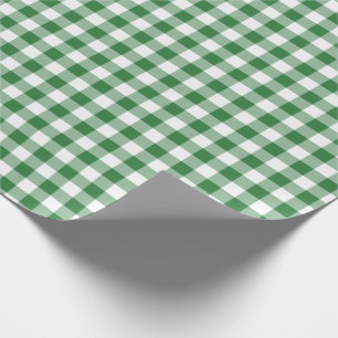 Rustic Green and White Gingham Pattern Wrapping Paper