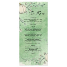 Rustic Green Autumn Pumpkin Wedding Menu