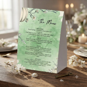 Rustic Green Autumn Pumpkin Wedding Menu 