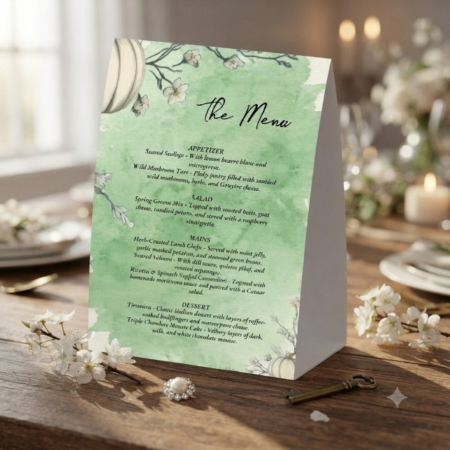 Rustic Green Autumn Pumpkin Wedding Menu  (Creator Uploaded)