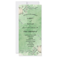 Rustic Green Autumn Pumpkin Wedding Program