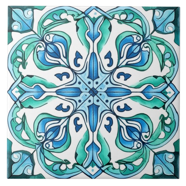 Rustic Green Azulejo Tile (Front)